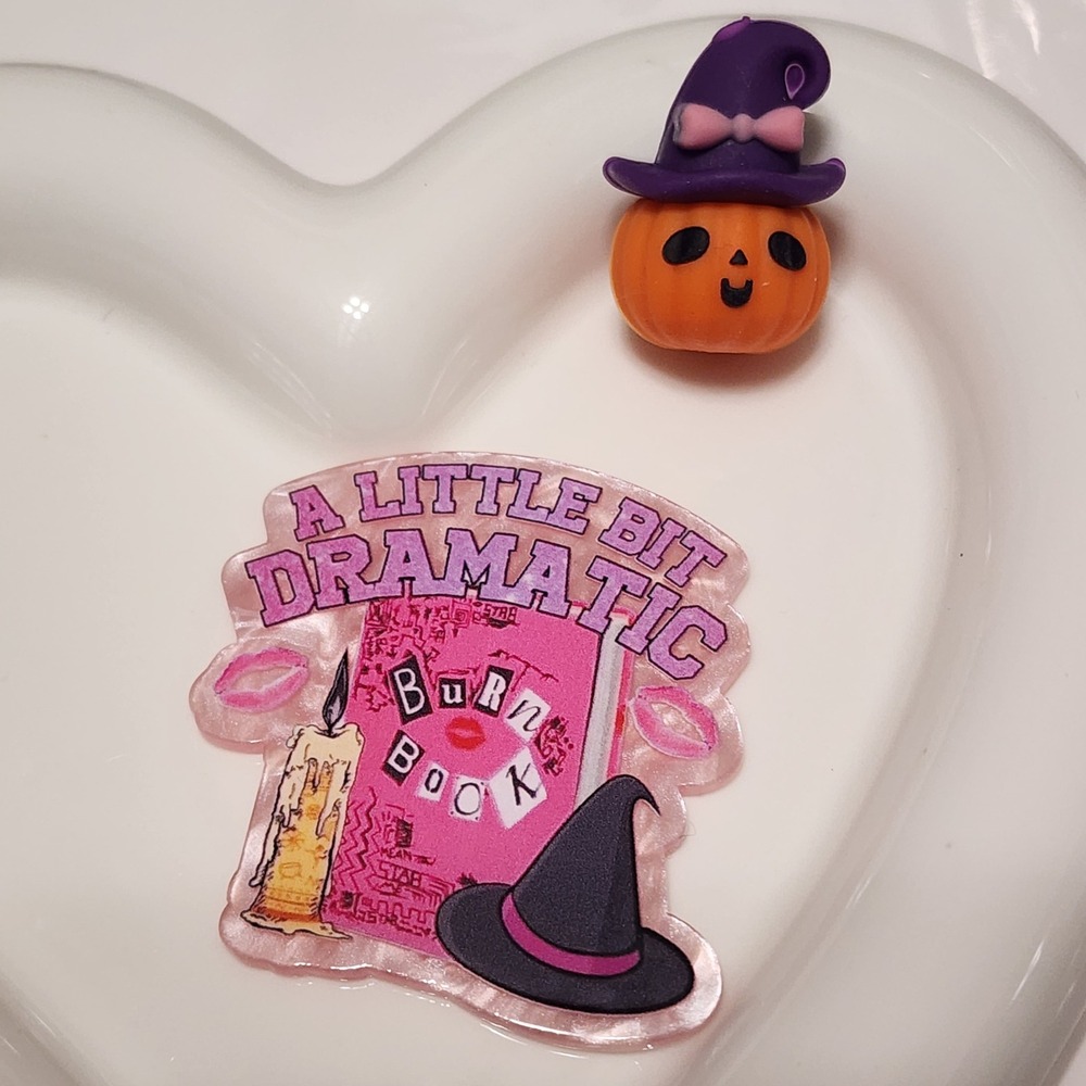 Dranatic Witch Flatback Focal Bead Keychain Jewelry Crafts Badge Halloween